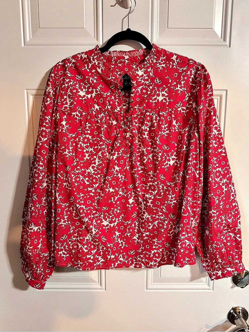 J.Crew Long-sleeve ruffleneck top in floral print Floral Ruffleneck Blouse